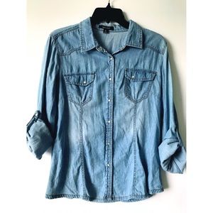 Button Front Women Denim Shirt